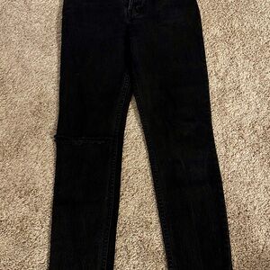 Reformation Black Distressed Serena High Skinny Crop Jeans Size 26